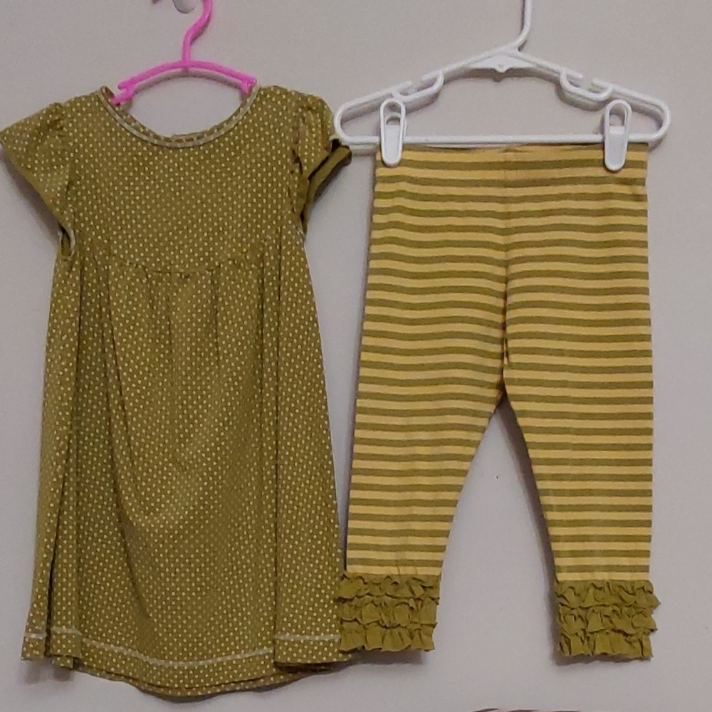 Matilda Jane Hammond Bay Green Pearl and Sprites Leggings Size 4 EEUC